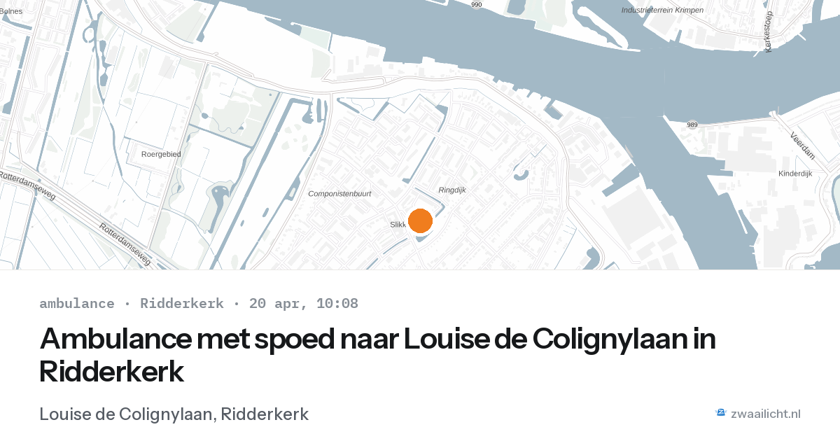 Ambulance met spoed naar Louise de Colignylaan in Ridderkerk — 20 apr 2026