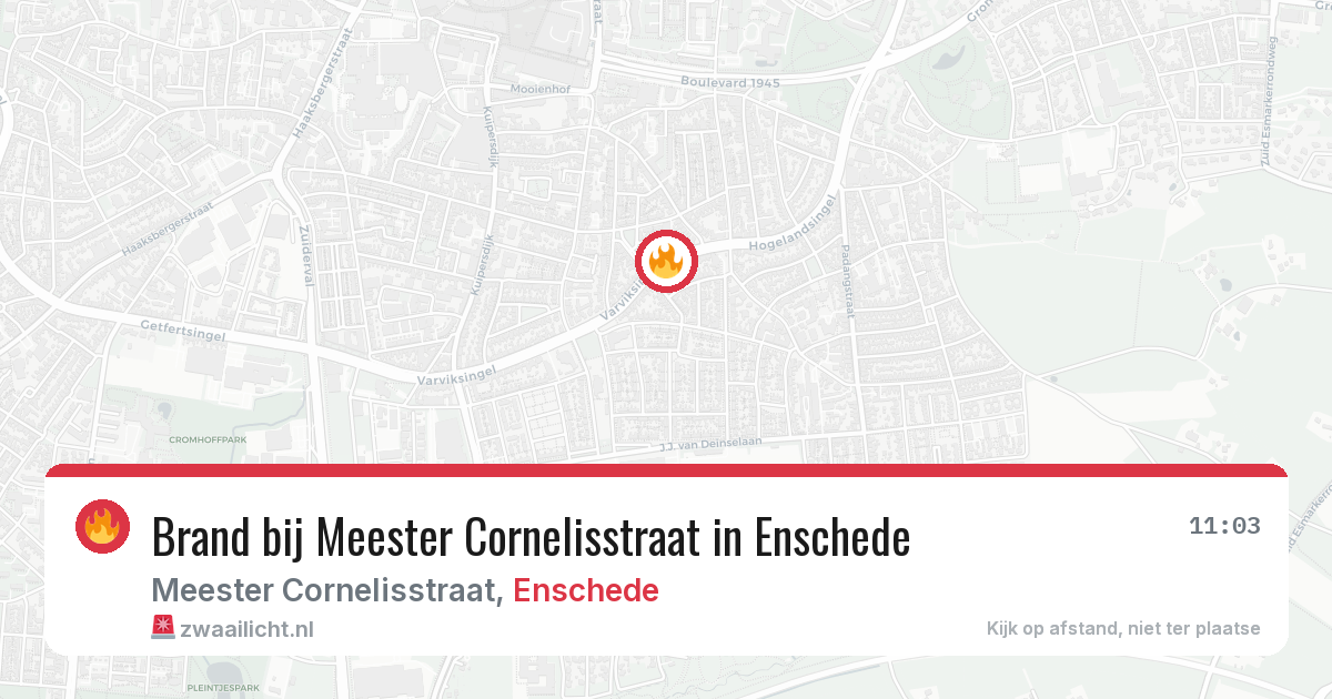 Brand bij Meester Cornelisstraat in Enschede — 12 apr 2026