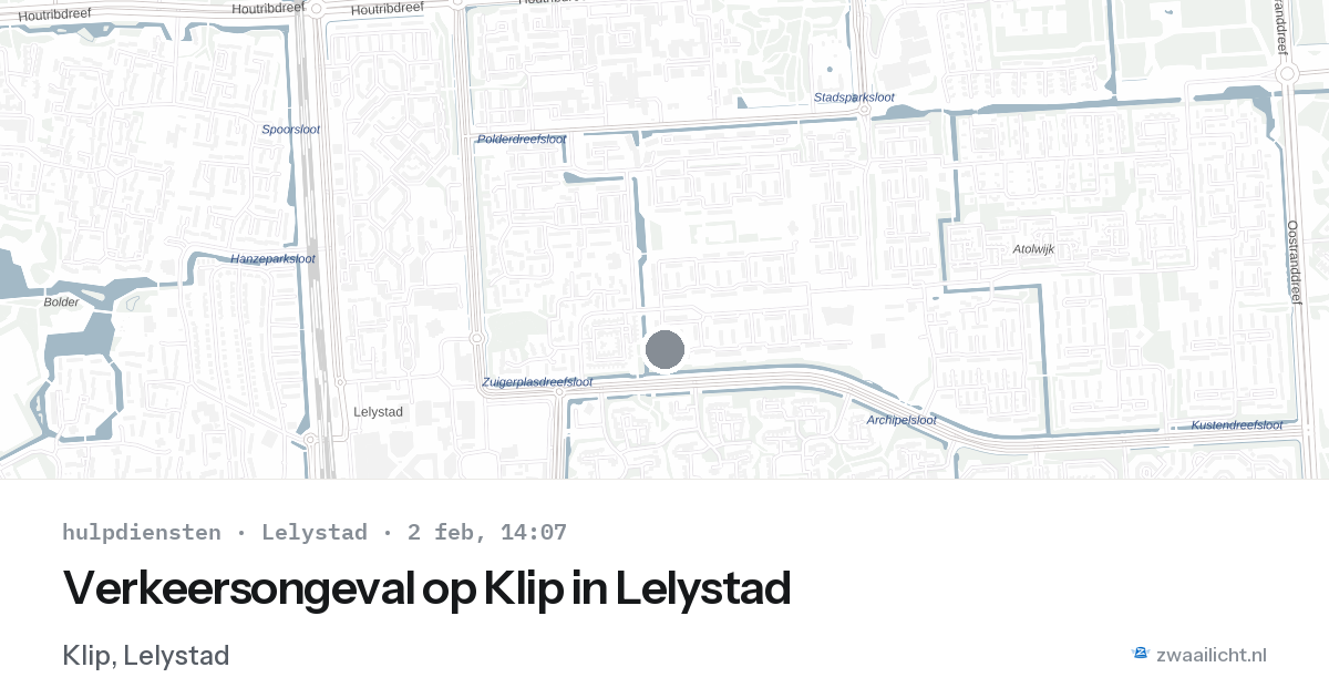 Verkeersongeval op Klip in Lelystad — 2 feb 2026