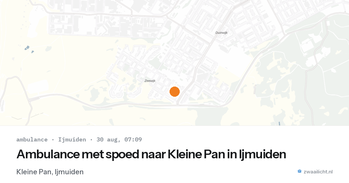 Ambulance met spoed naar Kleine Pan in Ijmuiden — 30 aug 2026