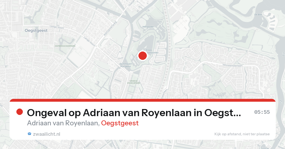 Ongeval op Adriaan van Royenlaan in Oegstgeest — 16 aug 2026