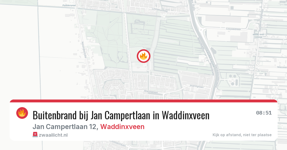 Buitenbrand bij Jan Campertlaan in Waddinxveen — 20 jun 2026