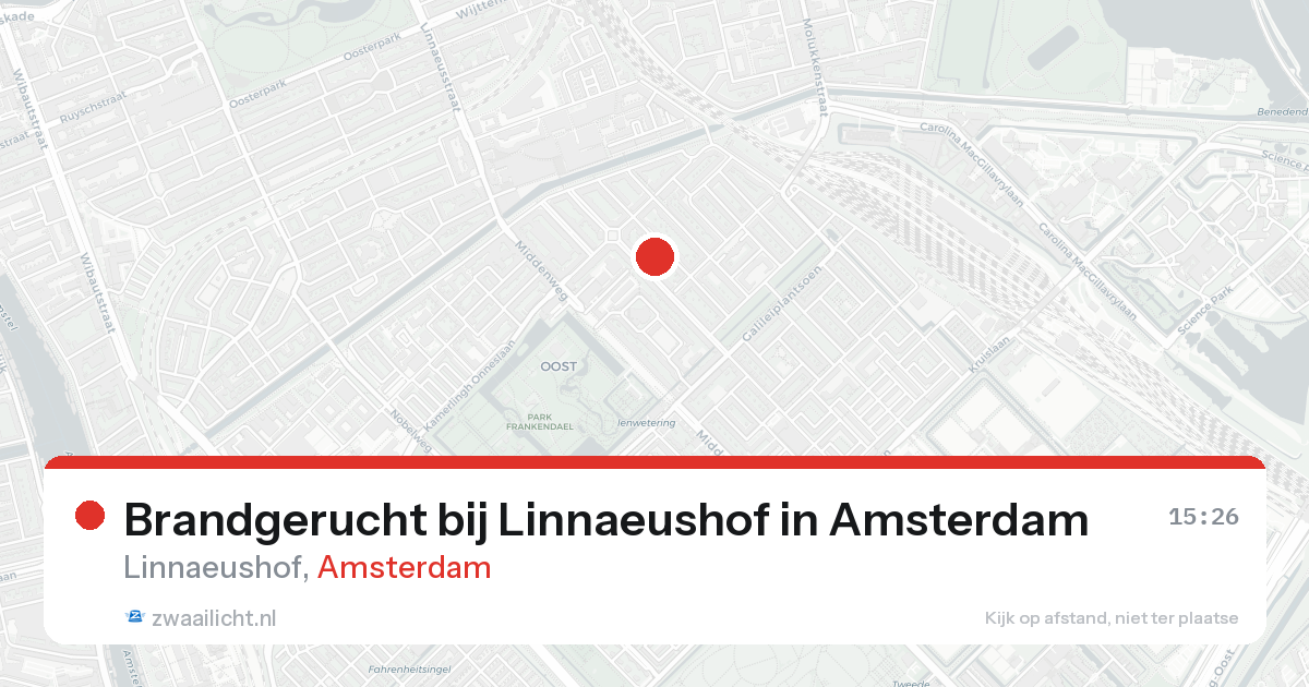 Brandgerucht bij Linnaeushof in Amsterdam — 16 jun 2026