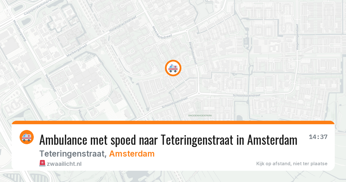 Ambulance met spoed naar Teteringenstraat in Amsterdam — 16 mei 2026