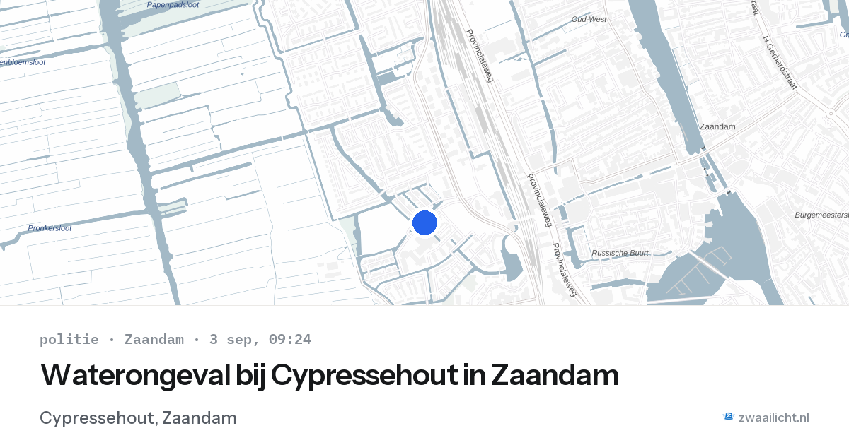 Waterongeval bij Cypressehout in Zaandam — 3 sep 2026
