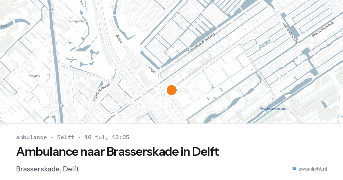Ambulance naar Brasserskade in Delft — 10 jul 2026