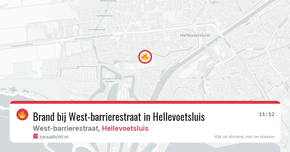 Brand bij West-barrierestraat in Hellevoetsluis — 20 jun 2026