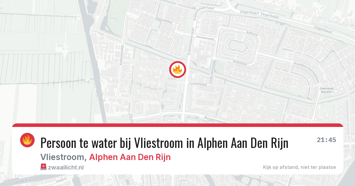 Persoon te water bij Vliestroom in Alphen Aan Den Rijn — 31 jul 2026