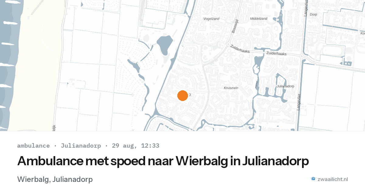 Ambulance met spoed naar Wierbalg in Julianadorp — 29 aug 2026