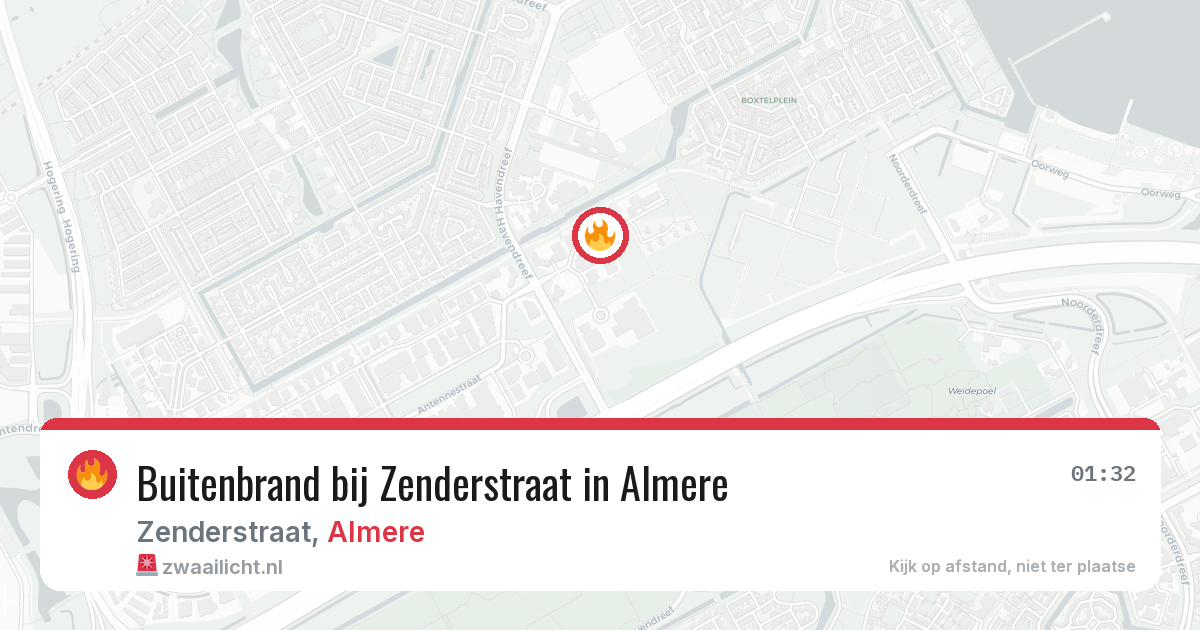 Buitenbrand bij Zenderstraat in Almere — 7 aug 2026