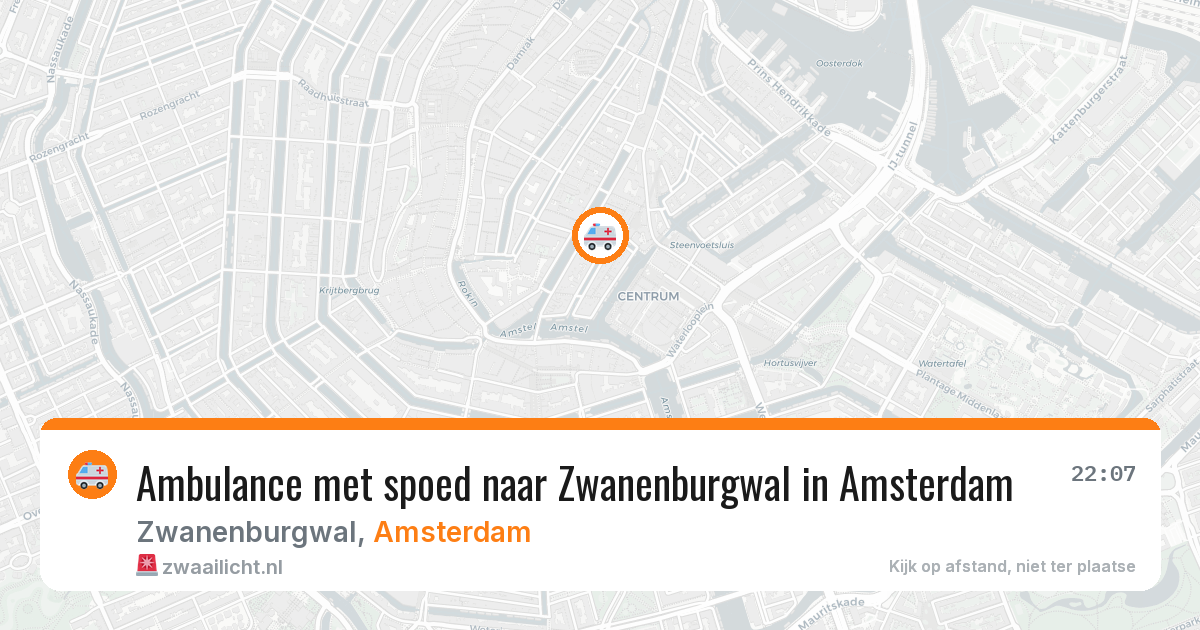 Ambulance met spoed naar Zwanenburgwal in Amsterdam — 9 aug 2026