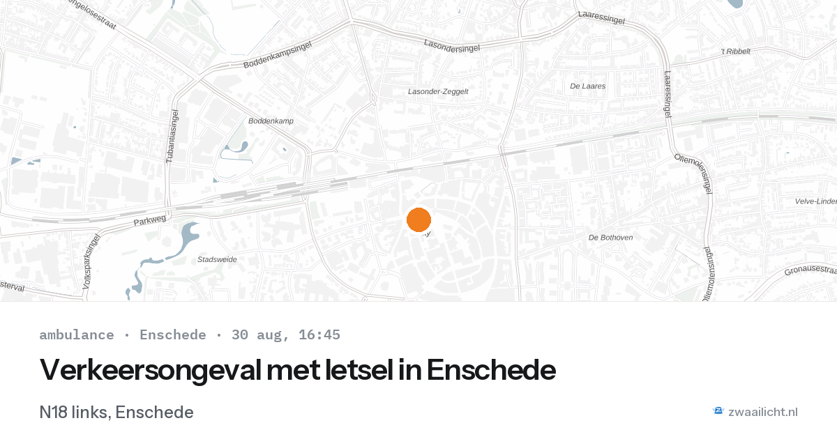 Verkeersongeval met letsel in Enschede — 30 aug 2026