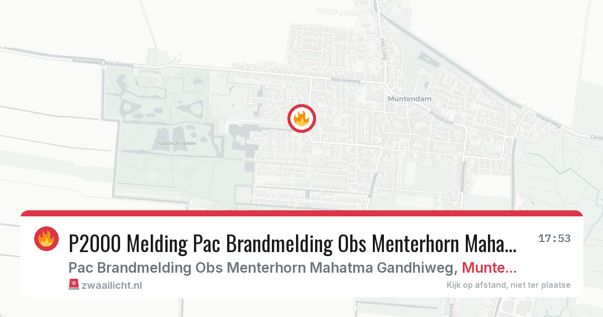 P2000 Melding Pac Brandmelding Obs Menterhorn Mahatma Gandhiweg, Muntendam — 6 feb 2026