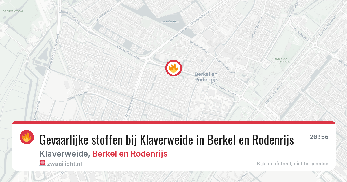 Gevaarlijke stoffen bij Klaverweide in Berkel en Rodenrijs — 25 mrt 2026