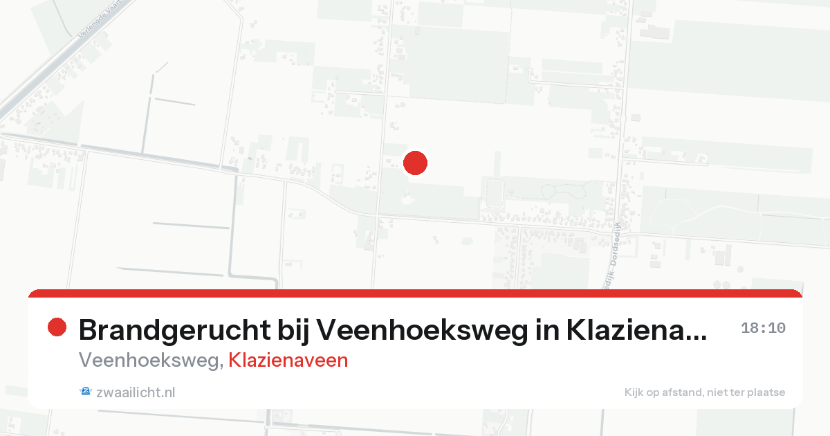 Brandgerucht bij Veenhoeksweg in Klazienaveen — 15 aug 2026