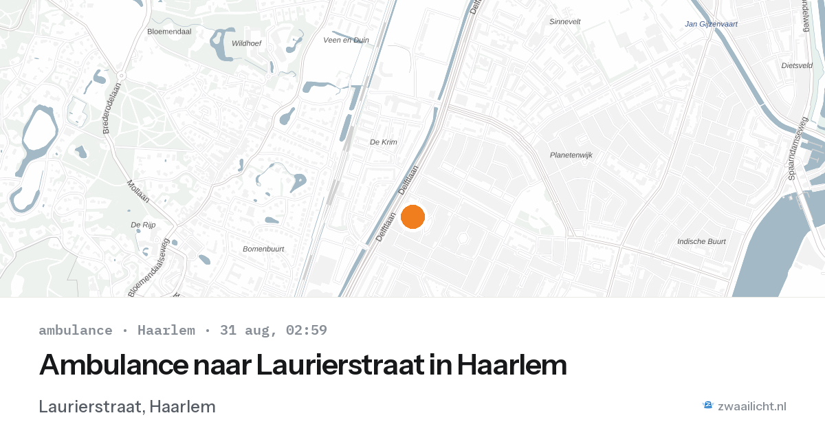 Ambulance naar Laurierstraat in Haarlem — 31 aug 2026
