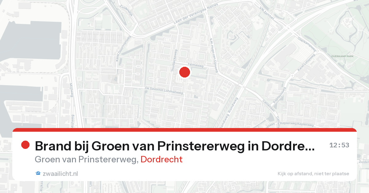Brand bij Groen van Prinstererweg in Dordrecht — 20 aug 2026