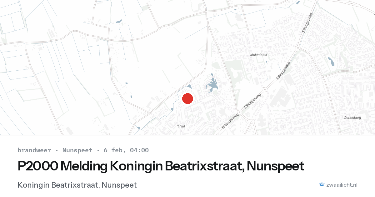 P2000 Melding Koningin Beatrixstraat, Nunspeet — 6 feb 2026