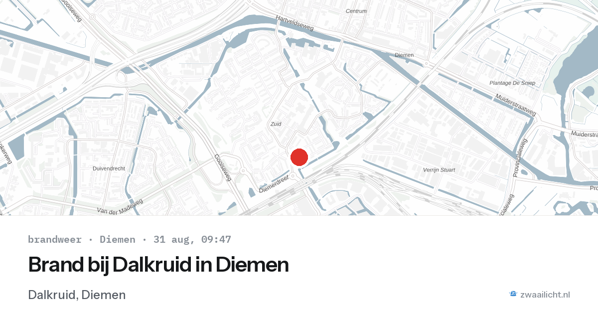Brand bij Dalkruid in Diemen — 31 aug 2026