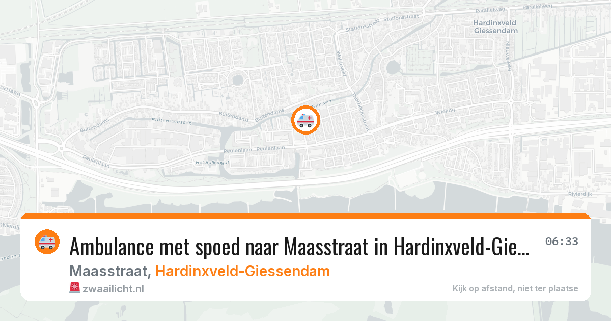 Ambulance met spoed naar Maasstraat in Hardinxveld-Giessendam — 16 jun 2026