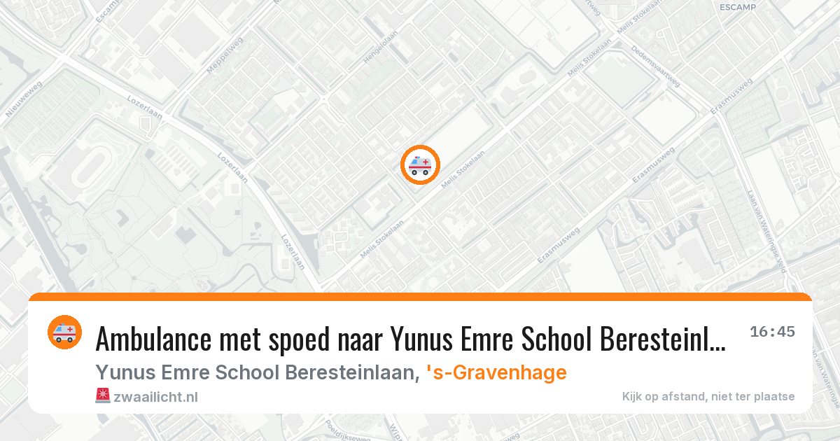 Ambulance met spoed naar Yunus Emre School Beresteinlaan in 's-Gravenhage — 9 feb 2026