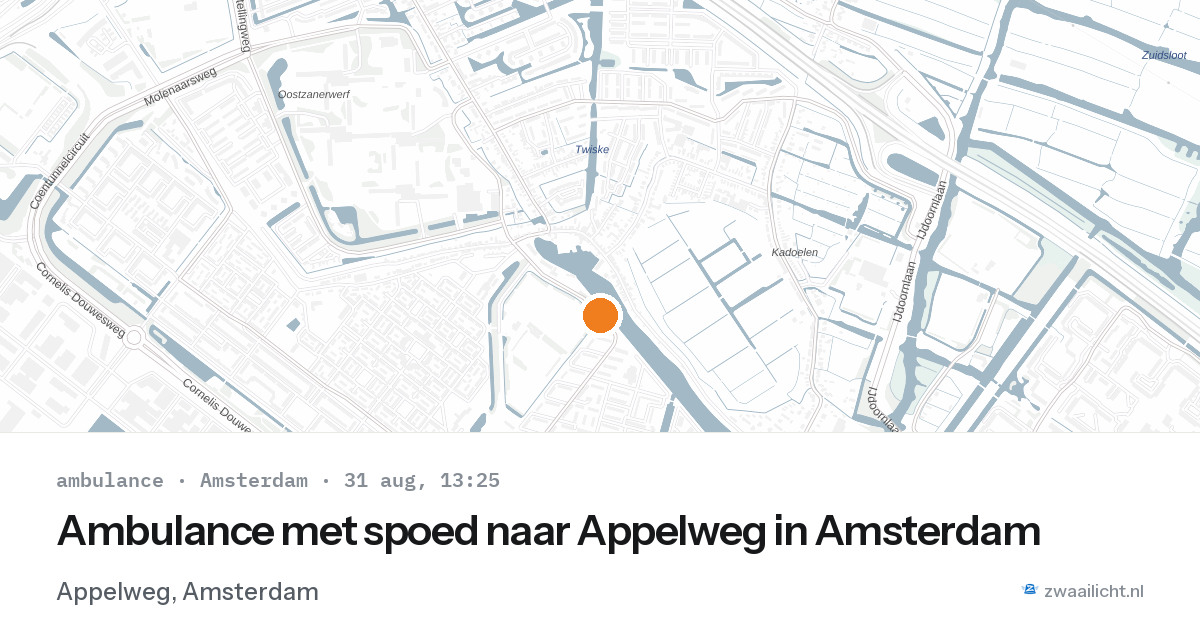 Ambulance met spoed naar Appelweg in Amsterdam — 31 aug 2026