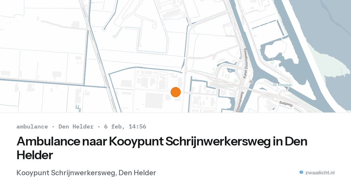 Ambulance naar Kooypunt Schrijnwerkersweg in Den Helder — 6 feb 2026