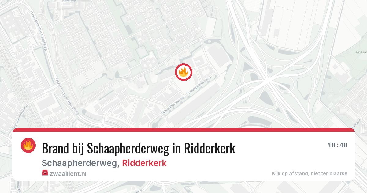 Brand bij Schaapherderweg in Ridderkerk — 13 aug 2026