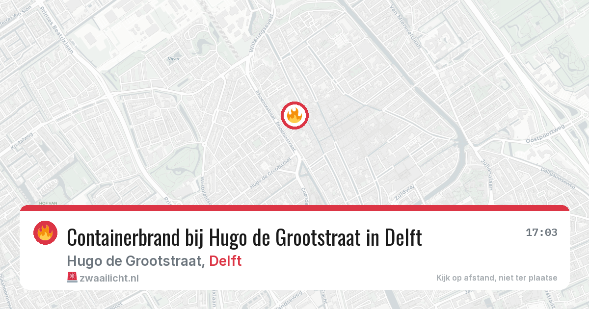 Containerbrand bij Hugo de Grootstraat in Delft — 29 jan 2026