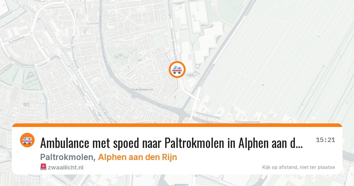 Ambulance met spoed naar Paltrokmolen in Alphen aan den Rijn — 9 jul 2026
