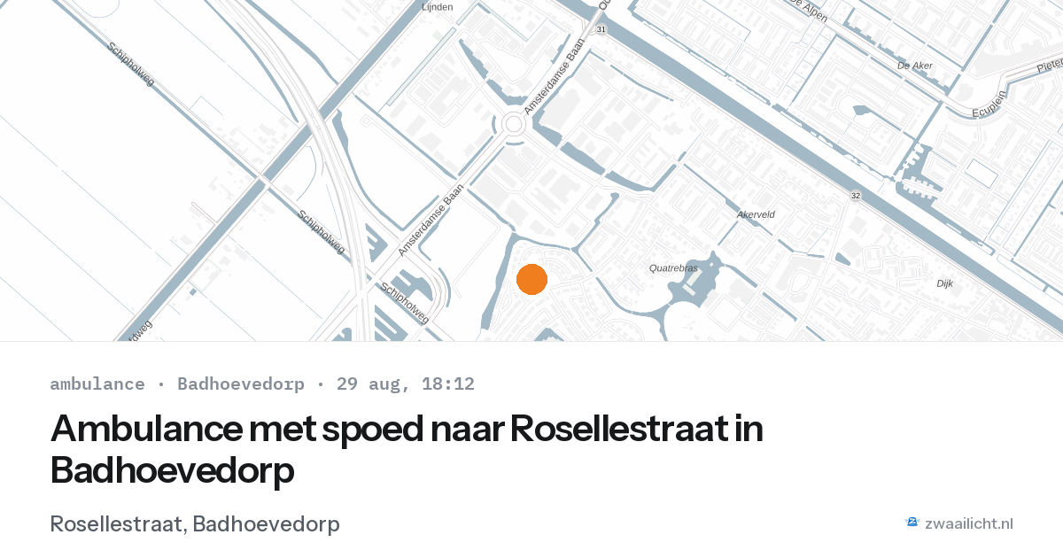 Ambulance met spoed naar Rosellestraat in Badhoevedorp — 29 aug 2026
