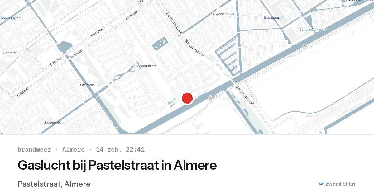 Gaslucht bij Pastelstraat in Almere — 14 feb 2026