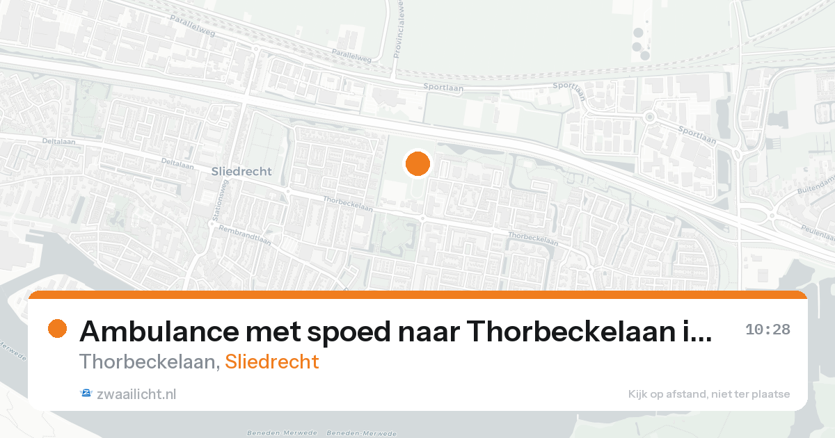 Ambulance met spoed naar Thorbeckelaan in Sliedrecht — 20 aug 2026