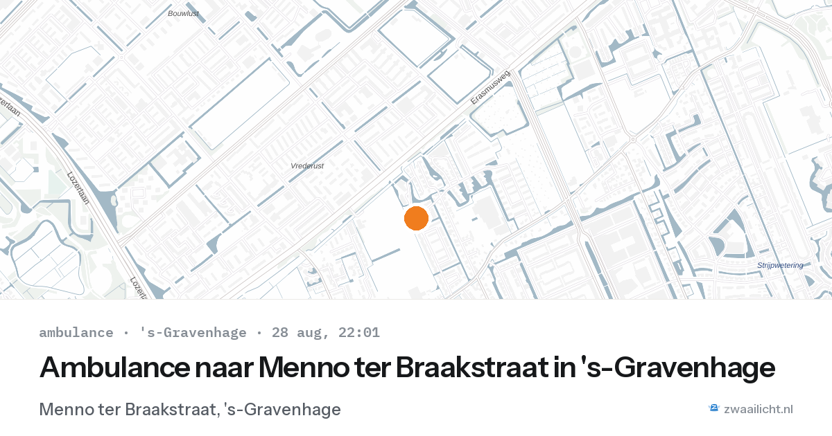 Ambulance naar Menno ter Braakstraat in 's-Gravenhage — 28 aug 2026