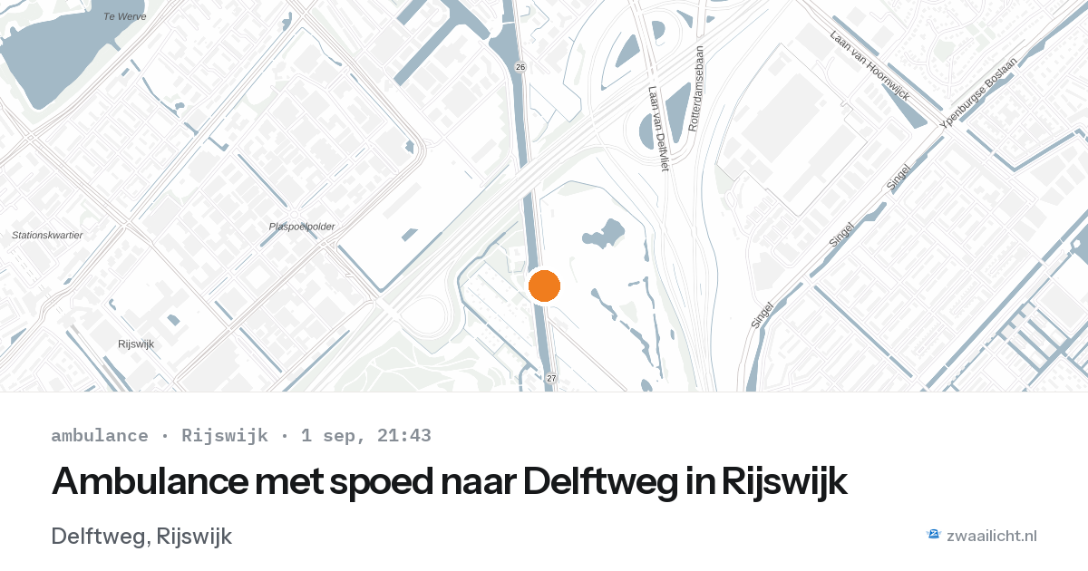 Ambulance met spoed naar Delftweg in Rijswijk — 1 sep 2026