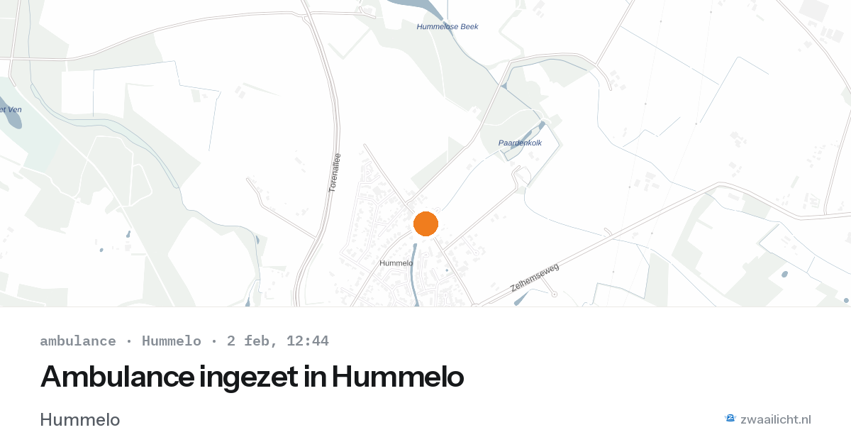 Ambulance ingezet in Hummelo — 2 feb 2026 | 🚨 Zwaailicht.nl