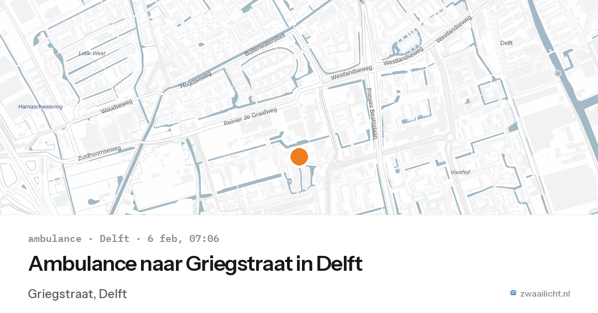 Ambulance naar Griegstraat in Delft — 6 feb 2026