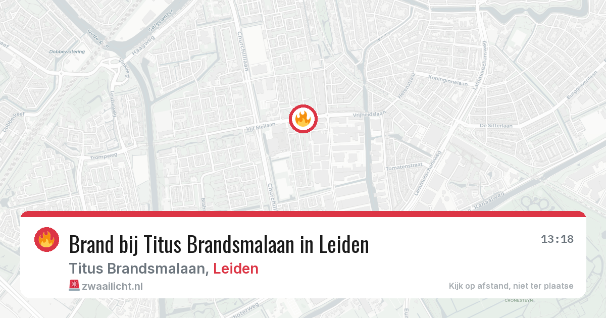 Brand bij Titus Brandsmalaan in Leiden — 1 jul 2026