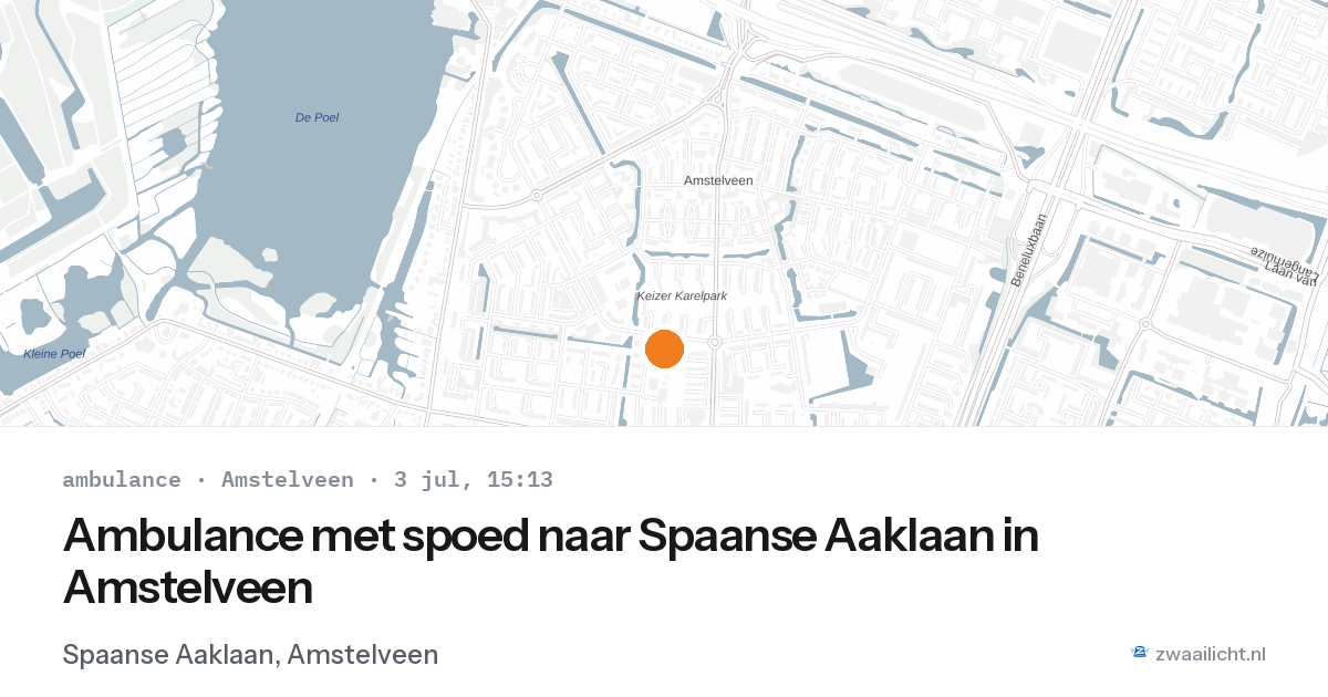 Ambulance met spoed naar Spaanse Aaklaan in Amstelveen — 3 jul 2026
