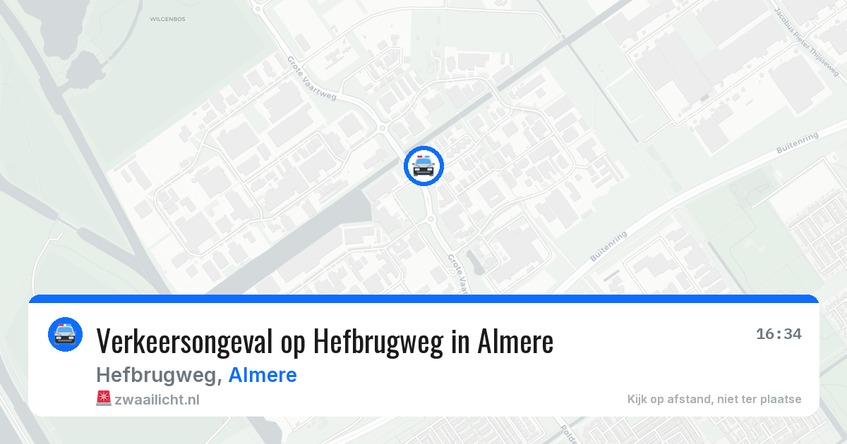 Verkeersongeval op Hefbrugweg in Almere — 18 mrt 2026
