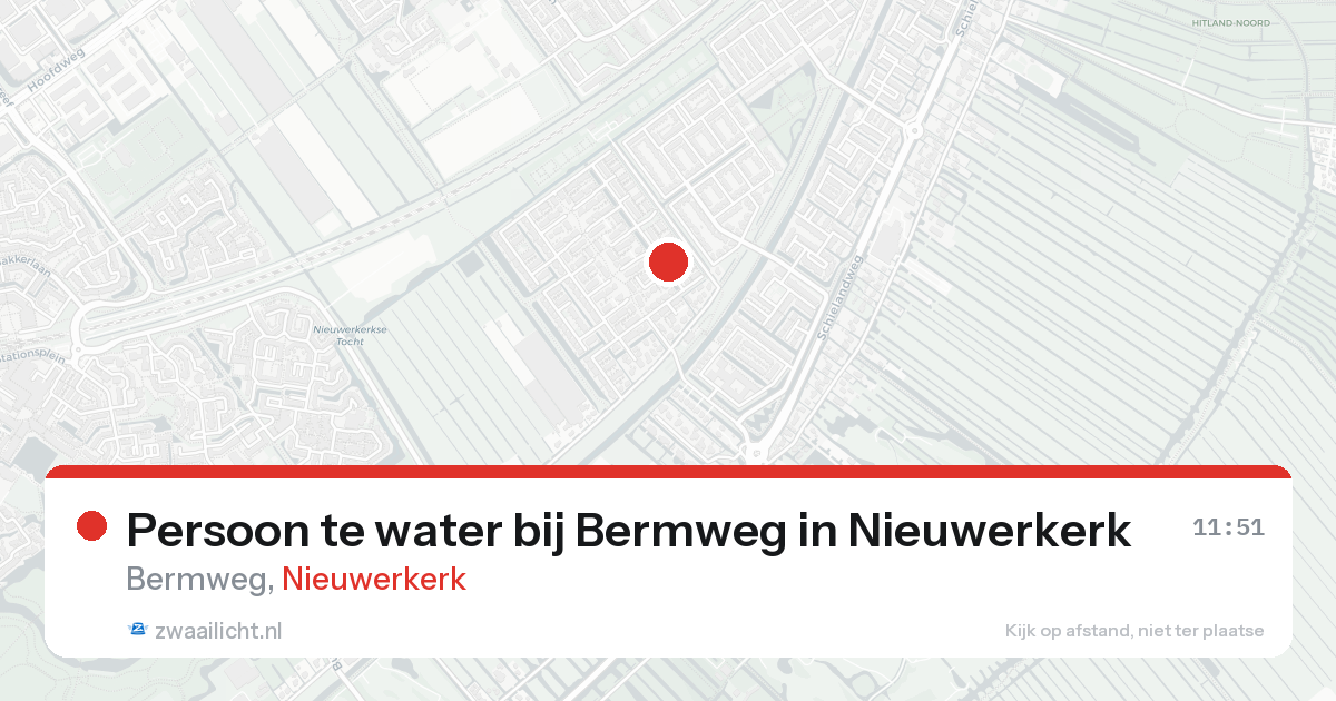 Persoon te water bij Bermweg in Nieuwerkerk — 15 aug 2026