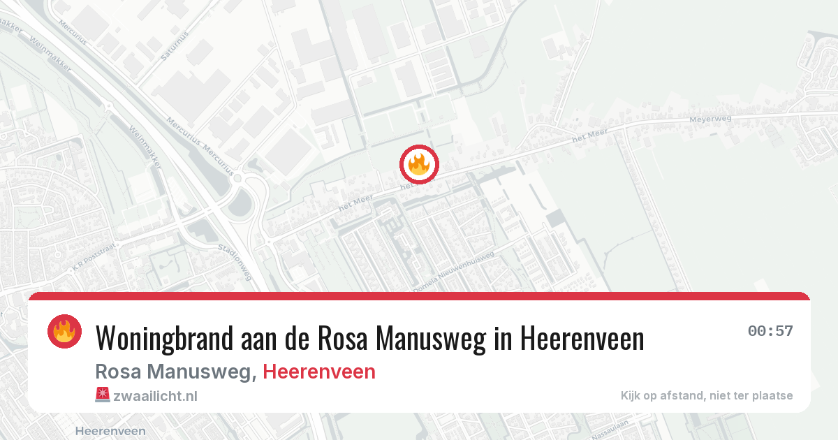 Woningbrand aan de Rosa Manusweg in Heerenveen — 19 jun 2026