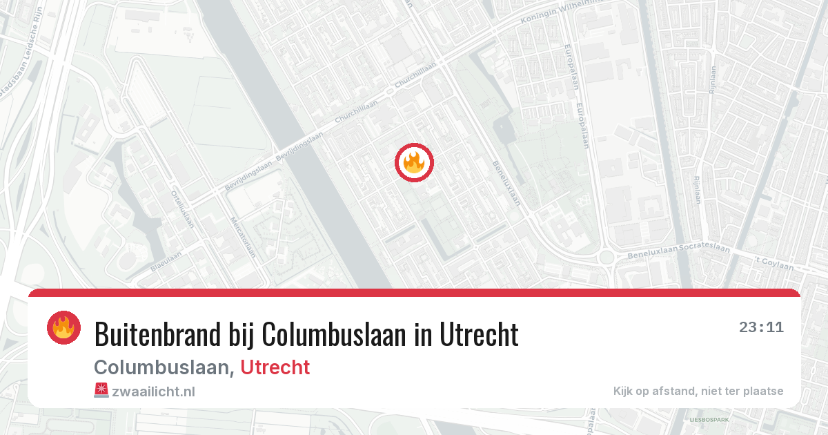 Buitenbrand bij Columbuslaan in Utrecht — 29 jul 2026