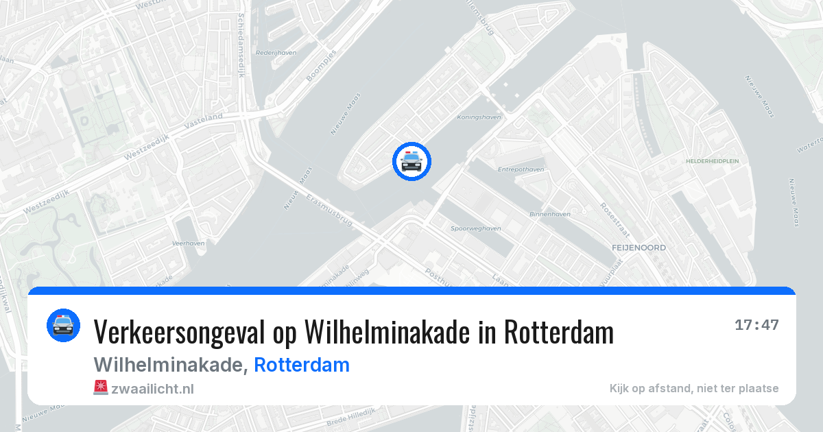 Verkeersongeval op Wilhelminakade in Rotterdam — 6 aug 2026