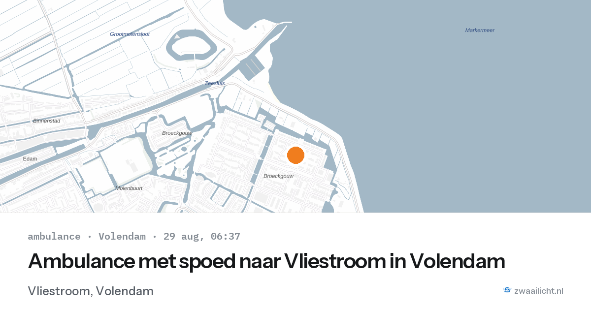 Ambulance met spoed naar Vliestroom in Volendam — 29 aug 2026