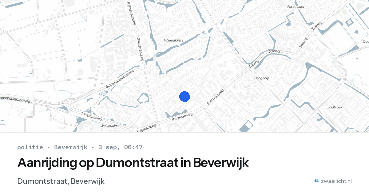 Aanrijding op Dumontstraat in Beverwijk — 2 sep 2026