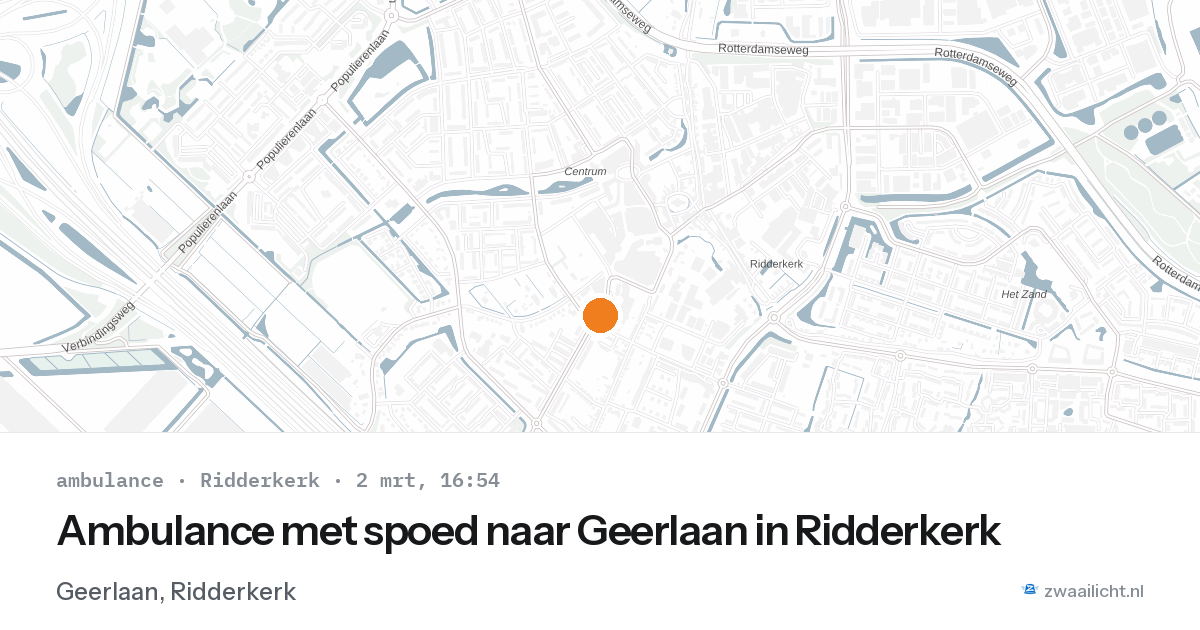 Ambulance met spoed naar Geerlaan in Ridderkerk — 2 mrt 2026