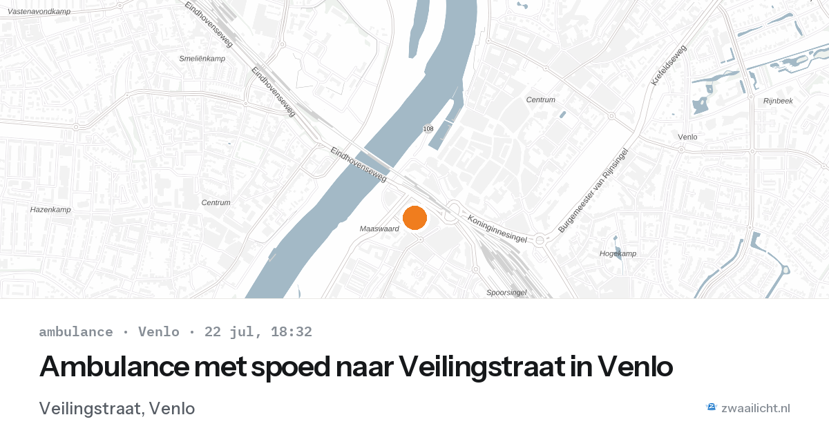 Ambulance met spoed naar Veilingstraat in Venlo — 22 jul 2026