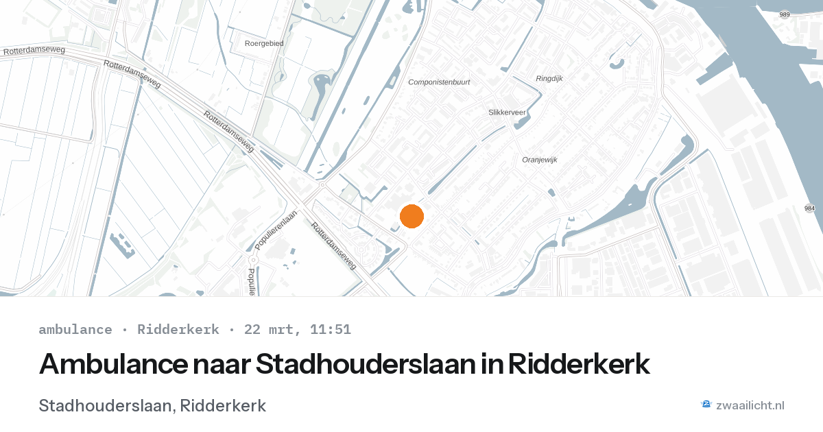 Ambulance naar Stadhouderslaan in Ridderkerk — 22 mrt 2026
