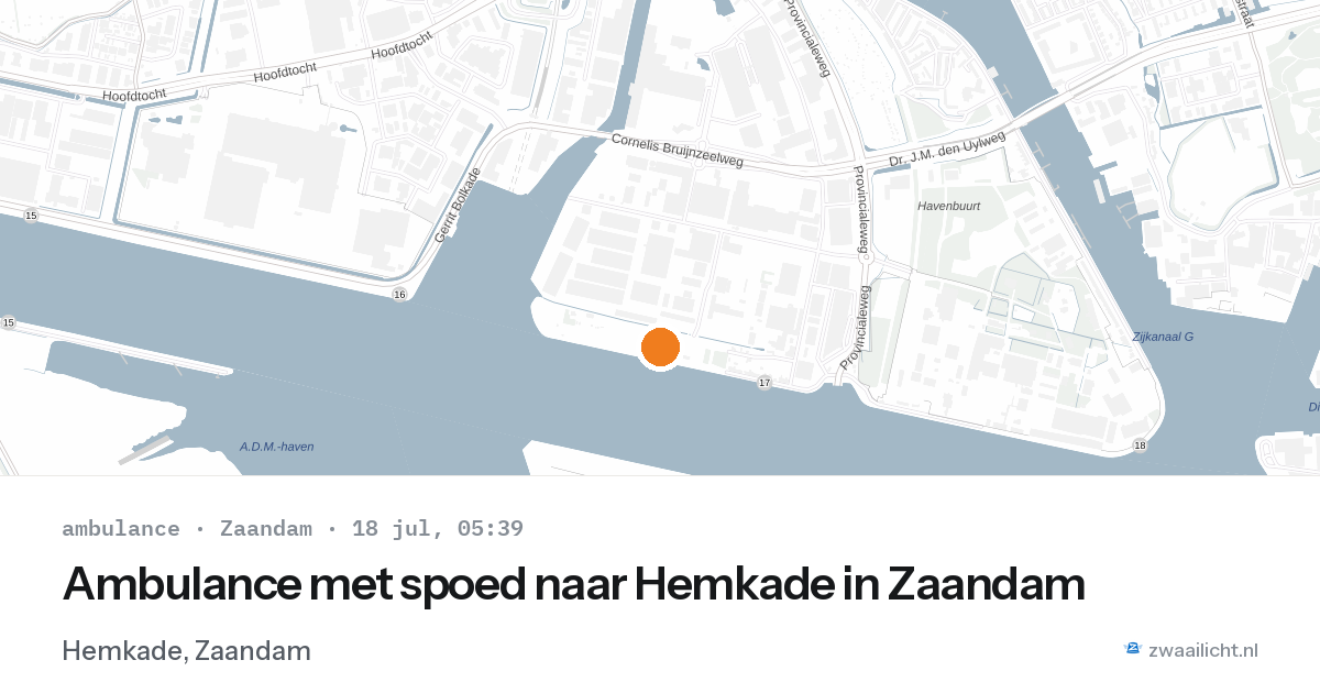 Ambulance met spoed naar Hemkade in Zaandam — 18 jul 2026